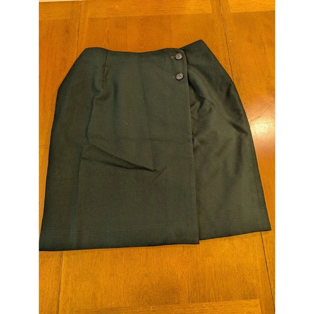 Vintage Talbots Dark Green Wool Wrap Skirt 12 Dark Academia Old Money Classic